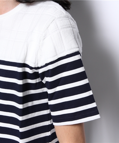 SHIPS JET BLUE（シップスジェットブルー）の「JB: ジャガードパイル/ボーダーカットソーSS②（Tシャツ/カットソー・メンズ・ナチュラル/ブルー・SMALL/MEDIUM/LARGE）」の8枚目の写真