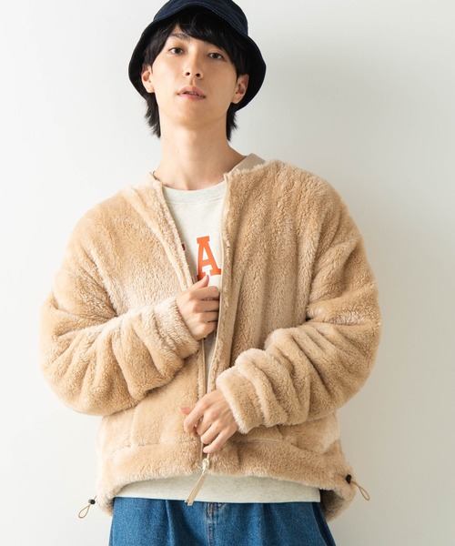 WEGO（ウィゴー）の「WEGO/シャギーボアフリースMA-1（ブルゾン・メンズ・ブラック/ワイン/ライトベージュ・SMALL/MEDIUM/LARGE）」の3枚目の写真