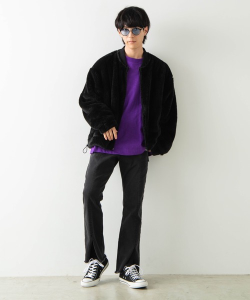 WEGO（ウィゴー）の「WEGO/シャギーボアフリースMA-1（ブルゾン・メンズ・ブラック/ワイン/ライトベージュ・SMALL/MEDIUM/LARGE）」の16枚目の写真