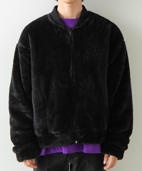 WEGO（ウィゴー）の「WEGO/シャギーボアフリースMA-1（ブルゾン・メンズ・ブラック/ワイン/ライトベージュ・SMALL/MEDIUM/LARGE）」の12枚目の写真