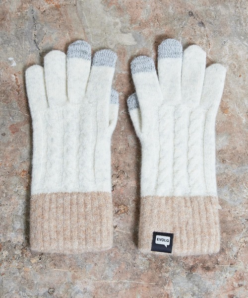 EVOLG(エヴォログ)の「EVOLG エヴォログ:MINOS タスマニアウール ニットグローブ メンズ レディース ユニセックス手袋(手袋・レディース・ブラウン/レッド/グレー/ブラック/オフホワイト/サックスブルー/ネイビー・FREE)」の8枚目の写真