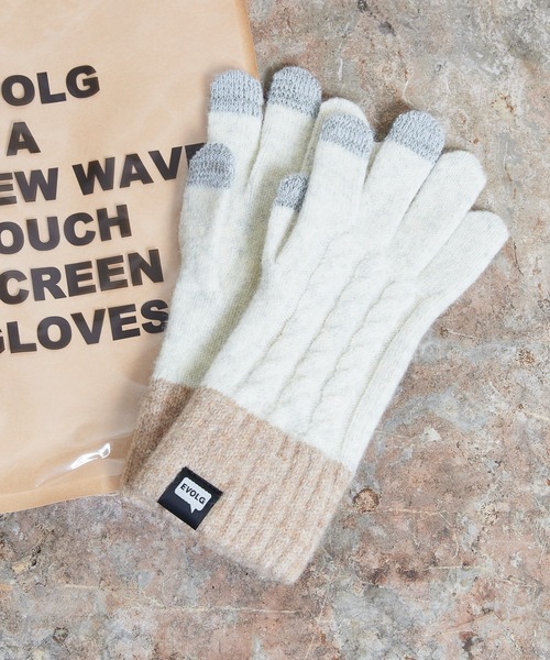 EVOLG(エヴォログ)の「EVOLG エヴォログ:MINOS タスマニアウール ニットグローブ メンズ レディース ユニセックス手袋(手袋・レディース・ブラウン/レッド/グレー/ブラック/オフホワイト/サックスブルー/ネイビー・FREE)」の10枚目の写真