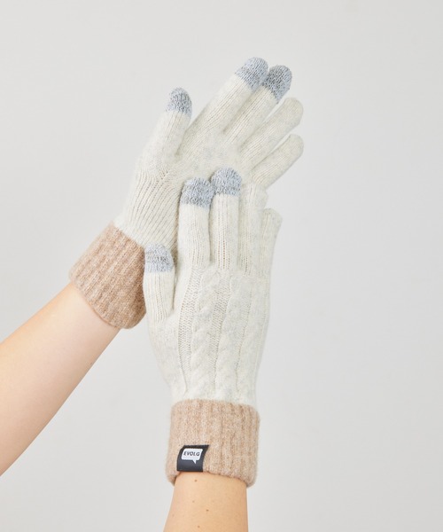EVOLG(エヴォログ)の「EVOLG エヴォログ:MINOS タスマニアウール ニットグローブ メンズ レディース ユニセックス手袋(手袋・レディース・ブラウン/レッド/グレー/ブラック/オフホワイト/サックスブルー/ネイビー・FREE)」の11枚目の写真