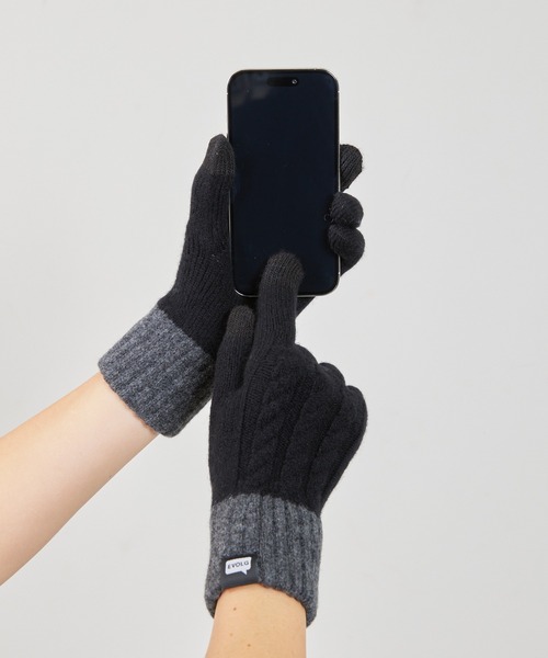 EVOLG(エヴォログ)の「EVOLG エヴォログ:MINOS タスマニアウール ニットグローブ メンズ レディース ユニセックス手袋(手袋・レディース・ブラウン/レッド/グレー/ブラック/オフホワイト/サックスブルー/ネイビー・FREE)」の16枚目の写真