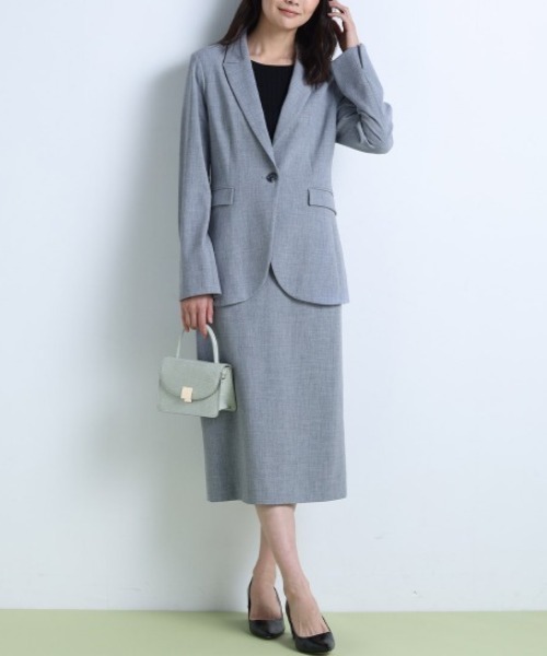 RANAN（ラナン）の「ウォッシャブルベルト付きタイトスカート(セットアップ対応)（スーツスカート・レディース・ライトグレー/ベージュ/ネイビー・LL/3L/L/M）」の9枚目の写真