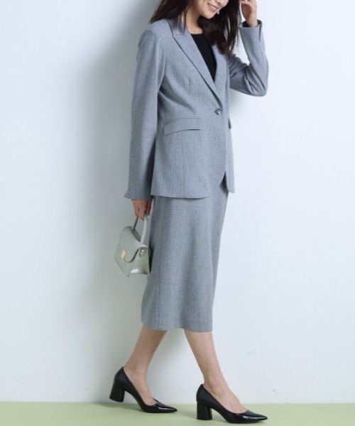 RANAN（ラナン）の「ウォッシャブルベルト付きタイトスカート(セットアップ対応)（スーツスカート・レディース・ライトグレー/ベージュ/ネイビー・LL/3L/L/M）」の10枚目の写真