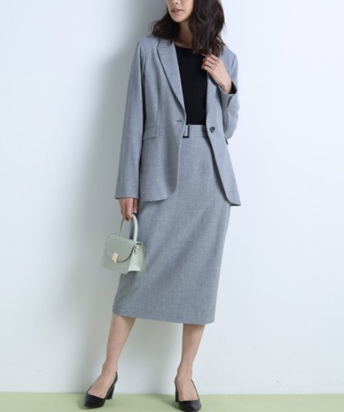 RANAN（ラナン）の「ウォッシャブルベルト付きタイトスカート(セットアップ対応)（スーツスカート・レディース・ライトグレー/ベージュ/ネイビー・LL/3L/L/M）」の11枚目の写真