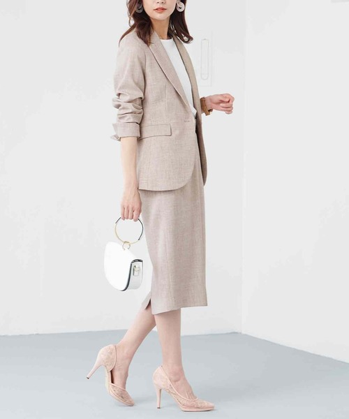 RANAN（ラナン）の「ウォッシャブルベルト付きタイトスカート(セットアップ対応)（スーツスカート・レディース・ライトグレー/ベージュ/ネイビー・LL/3L/L/M）」の16枚目の写真