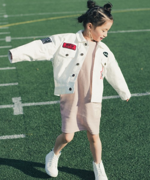 RADCHAP（ラッドチャップ）の「たてロゴ長袖ワンピース（ワンピース・キッズ・ピンク/チャコールグレー・130cm/150cm/120cm/100cm/110cm/140cm/90cm）」の3枚目の写真