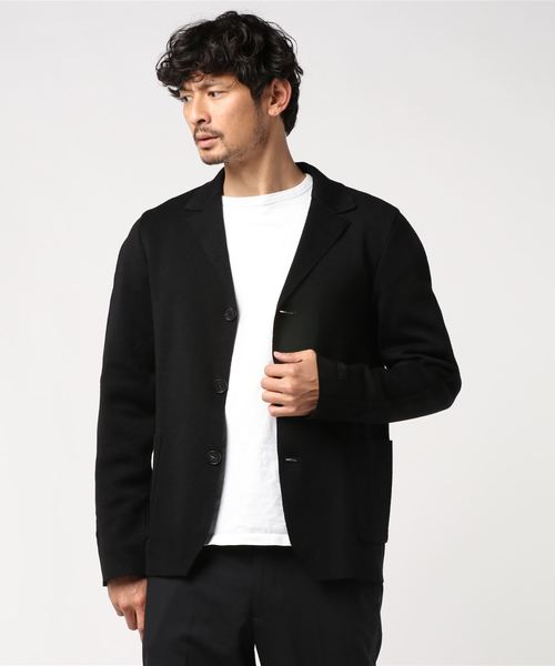 WRAPINKNOT（ラッピンノット）の「ニットジャケット/WK19W-JK02M（テーラードジャケット・メンズ・ブラック/キャメル・2/3）」の2枚目の写真