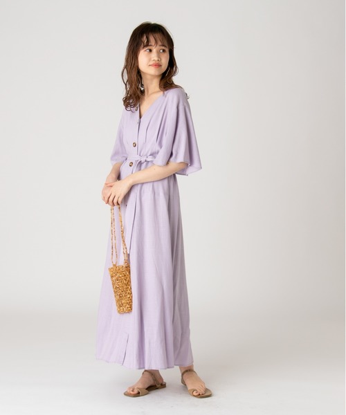 mystic（ミスティック）の「タックフレアワンピース（ワンピース・レディース・オフホワイト/オリーブ/グリーン/ライラック・FREE）」の4枚目の写真