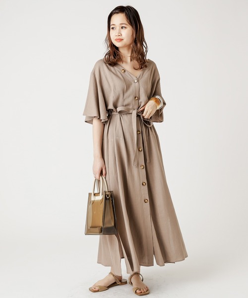 mystic（ミスティック）の「タックフレアワンピース（ワンピース・レディース・オフホワイト/オリーブ/グリーン/ライラック・FREE）」の2枚目の写真