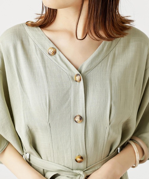 mystic（ミスティック）の「タックフレアワンピース（ワンピース・レディース・オフホワイト/オリーブ/グリーン/ライラック・FREE）」の12枚目の写真