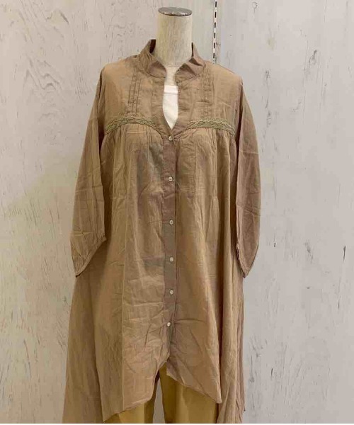 rovtski（ロフトスキー）の「ﾌﾚｱｵｰﾊﾞｰｼｬﾂ913803NO02（シャツ/ブラウス・レディース・ブルー/グリーン/ブラック/ライトグレー/チャコールグレー/ベージュ/ネイビー・FREE）」の5枚目の写真
