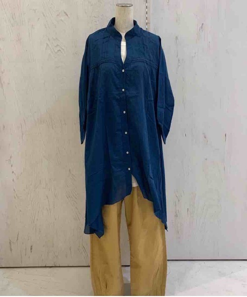rovtski（ロフトスキー）の「ﾌﾚｱｵｰﾊﾞｰｼｬﾂ913803NO02（シャツ/ブラウス・レディース・ブルー/グリーン/ブラック/ライトグレー/チャコールグレー/ベージュ/ネイビー・FREE）」の6枚目の写真