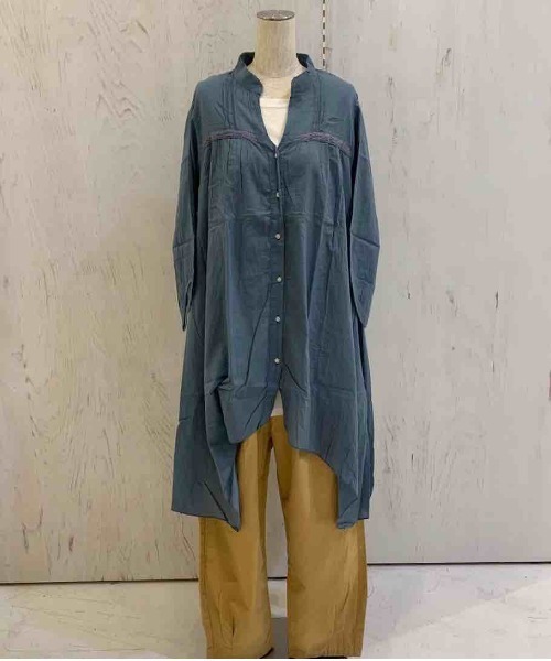 rovtski（ロフトスキー）の「ﾌﾚｱｵｰﾊﾞｰｼｬﾂ913803NO02（シャツ/ブラウス・レディース・ブルー/グリーン/ブラック/ライトグレー/チャコールグレー/ベージュ/ネイビー・FREE）」の7枚目の写真