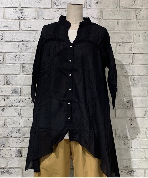 rovtski（ロフトスキー）の「ﾌﾚｱｵｰﾊﾞｰｼｬﾂ913803NO02（シャツ/ブラウス・レディース・ブルー/グリーン/ブラック/ライトグレー/チャコールグレー/ベージュ/ネイビー・FREE）」の2枚目の写真