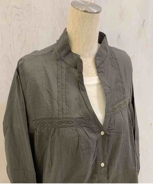 rovtski（ロフトスキー）の「ﾌﾚｱｵｰﾊﾞｰｼｬﾂ913803NO02（シャツ/ブラウス・レディース・ブルー/グリーン/ブラック/ライトグレー/チャコールグレー/ベージュ/ネイビー・FREE）」の9枚目の写真
