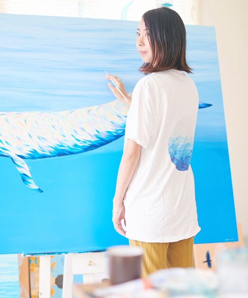 KAGAFURI KAMAKURA(カガフリカマクラ)の「山田結美コラボレーション KAGAFURI KAMAKURA(カガフリ カマクラ)青海波Tシャツ(Tシャツ/カットソー・メンズ・ホワイト・S/M/L)」の1枚目の写真
