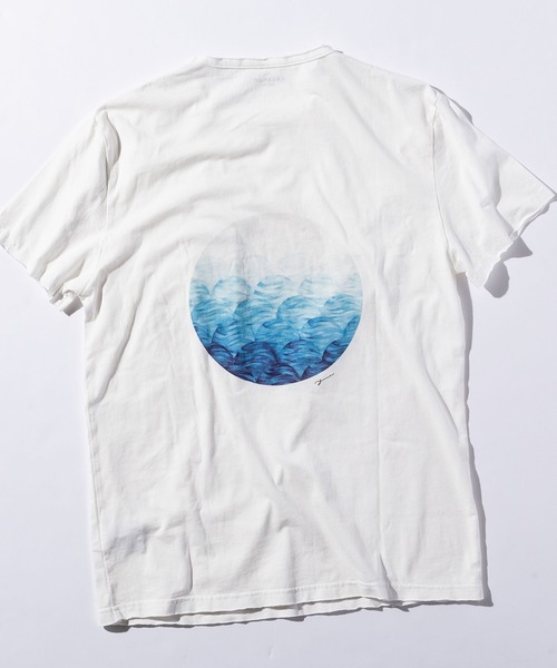 KAGAFURI KAMAKURA(カガフリカマクラ)の「山田結美コラボレーション KAGAFURI KAMAKURA(カガフリ カマクラ)青海波Tシャツ(Tシャツ/カットソー・メンズ・ホワイト・S/M/L)」の2枚目の写真