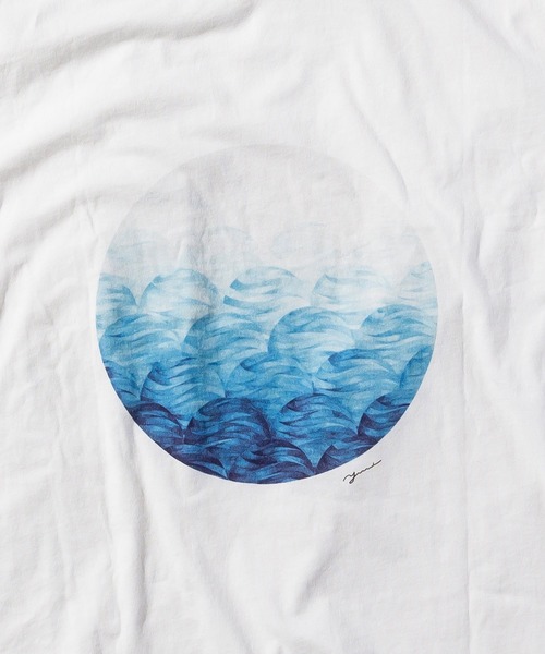 KAGAFURI KAMAKURA(カガフリカマクラ)の「山田結美コラボレーション KAGAFURI KAMAKURA(カガフリ カマクラ)青海波Tシャツ(Tシャツ/カットソー・メンズ・ホワイト・S/M/L)」の3枚目の写真