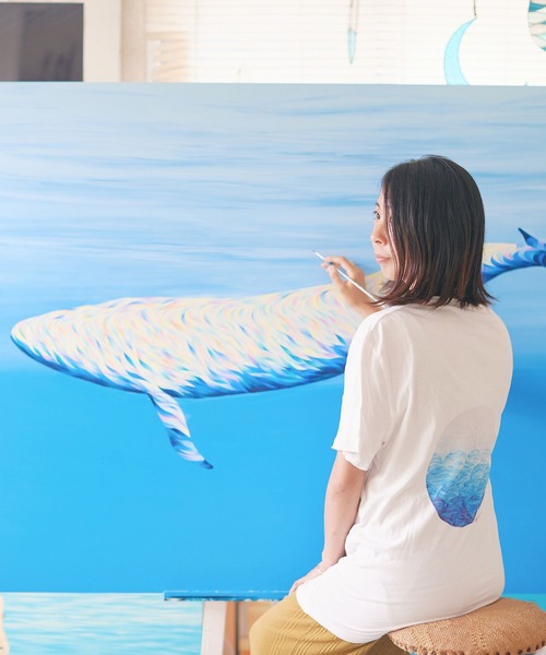 KAGAFURI KAMAKURA(カガフリカマクラ)の「山田結美コラボレーション KAGAFURI KAMAKURA(カガフリ カマクラ)青海波Tシャツ(Tシャツ/カットソー・メンズ・ホワイト・S/M/L)」の7枚目の写真