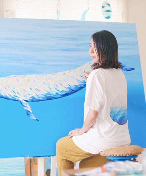 KAGAFURI KAMAKURA(カガフリカマクラ)の「山田結美コラボレーション KAGAFURI KAMAKURA(カガフリ カマクラ)青海波Tシャツ(Tシャツ/カットソー・メンズ・ホワイト・S/M/L)」の5枚目の写真