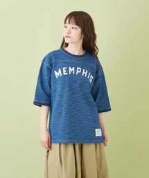 CUBE SUGAR（キューブシュガー）の「インディゴ天竺 アメフトTシャツ（Tシャツ/カットソー）」