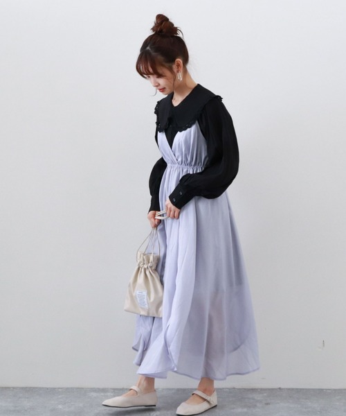 archives（アルシーヴ）の「【WEB限定カラーあり】裾ラウンドキャミワンピース（ワンピース・レディース・ベージュ/グレー/サックスブルー/ブルー/アイボリー/ミント/ピンクベージュ・MEDIUM）」の8枚目の写真