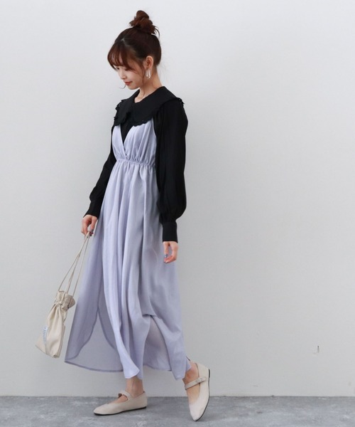 archives（アルシーヴ）の「【WEB限定カラーあり】裾ラウンドキャミワンピース（ワンピース・レディース・ベージュ/グレー/サックスブルー/ブルー/アイボリー/ミント/ピンクベージュ・MEDIUM）」の21枚目の写真