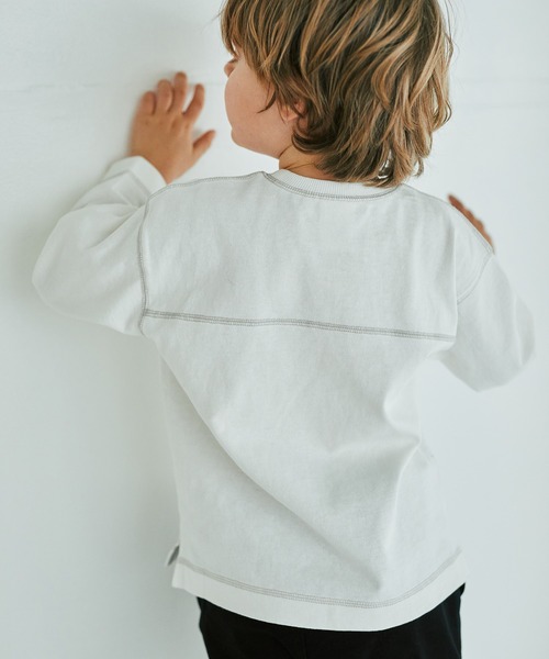 CONVERSE(コンバース)の「【CONVERSE/コンバース】配色ステッチ長袖Tシャツ(Tシャツ/カットソー・キッズ・ブラック/アイボリー・120cm/110cm/130cm/100cm/140cm)」の1枚目の写真