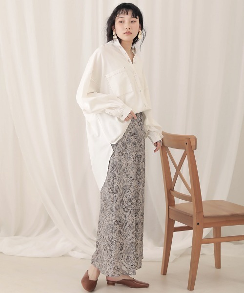 Bab（バブ）の「【WEB限定】ペイズリープリントロングフレアスカート（スカート・レディース・チャコールグレー/ベージュ・38）」の15枚目の写真