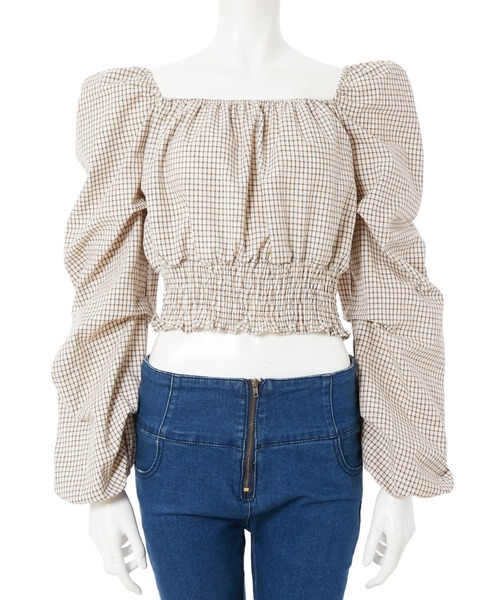 fifth calin（フィフスカラン）の「ボリュームスリーブチェックブラウス（シャツ/ブラウス・レディース・レッド/アイボリー・MEDIUM）」の7枚目の写真