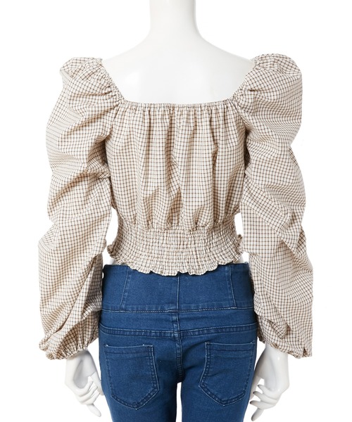 fifth calin（フィフスカラン）の「ボリュームスリーブチェックブラウス（シャツ/ブラウス・レディース・レッド/アイボリー・MEDIUM）」の4枚目の写真