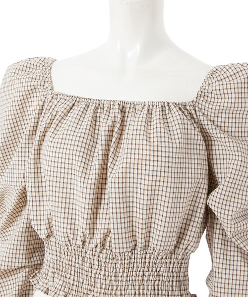 fifth calin（フィフスカラン）の「ボリュームスリーブチェックブラウス（シャツ/ブラウス・レディース・レッド/アイボリー・MEDIUM）」の3枚目の写真