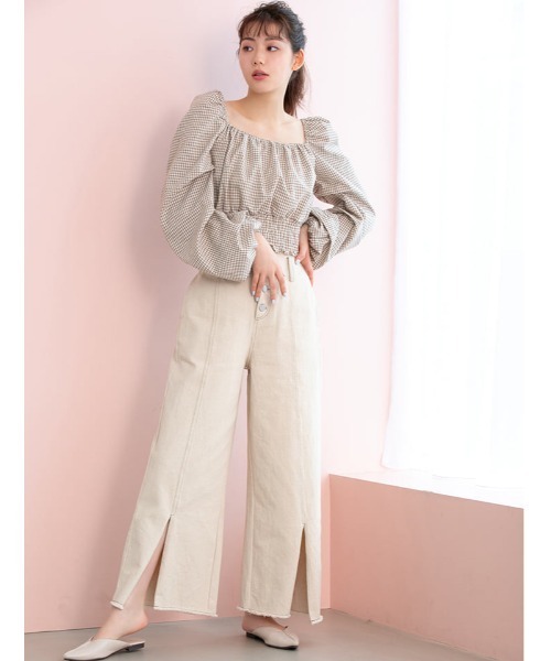 fifth calin（フィフスカラン）の「ボリュームスリーブチェックブラウス（シャツ/ブラウス・レディース・レッド/アイボリー・MEDIUM）」の8枚目の写真