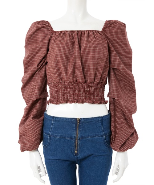 fifth calin（フィフスカラン）の「ボリュームスリーブチェックブラウス（シャツ/ブラウス・レディース・レッド/アイボリー・MEDIUM）」の12枚目の写真