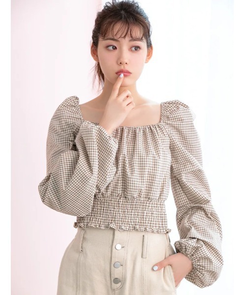 fifth calin（フィフスカラン）の「ボリュームスリーブチェックブラウス（シャツ/ブラウス・レディース・レッド/アイボリー・MEDIUM）」の17枚目の写真