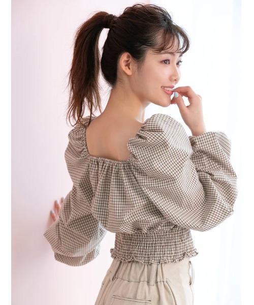 fifth calin（フィフスカラン）の「ボリュームスリーブチェックブラウス（シャツ/ブラウス・レディース・レッド/アイボリー・MEDIUM）」の18枚目の写真