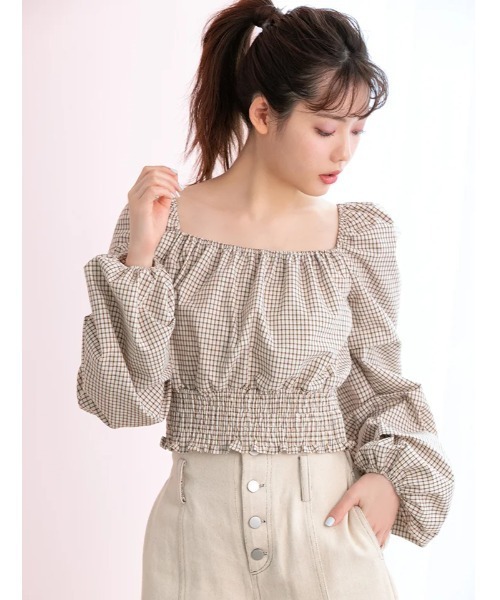 fifth calin（フィフスカラン）の「ボリュームスリーブチェックブラウス（シャツ/ブラウス・レディース・レッド/アイボリー・MEDIUM）」の19枚目の写真