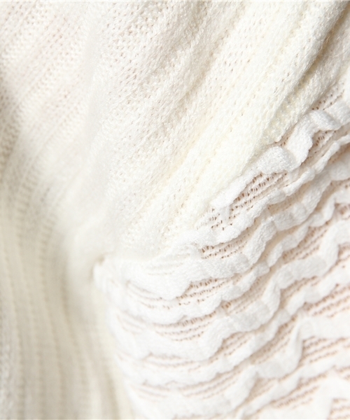 mystic（ミスティック）の「袖変わり編プルオーバー（Tシャツ/カットソー・レディース・ブラック/グレー/ネイビー/オフホワイト・ﾌﾘ-）」の10枚目の写真