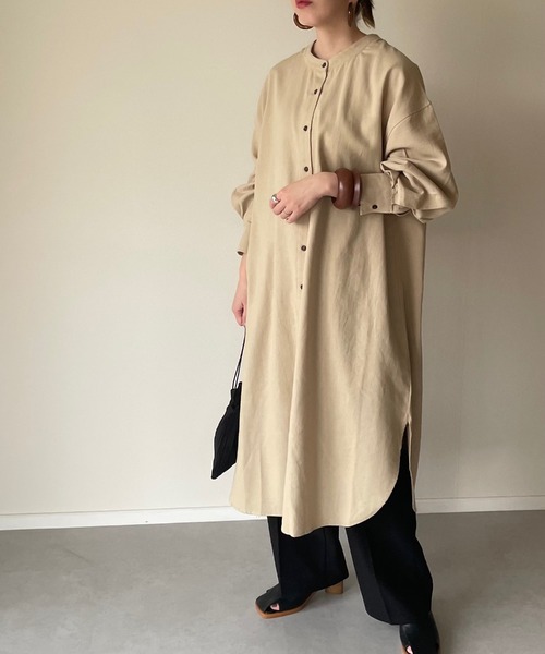 y/m by misato(イムバイミサト)の「リネンライクバックレースアップシャツワンピース(シャツワンピース・レディース・ベージュ/ブラウン/オフホワイト・FREE)」の12枚目の写真