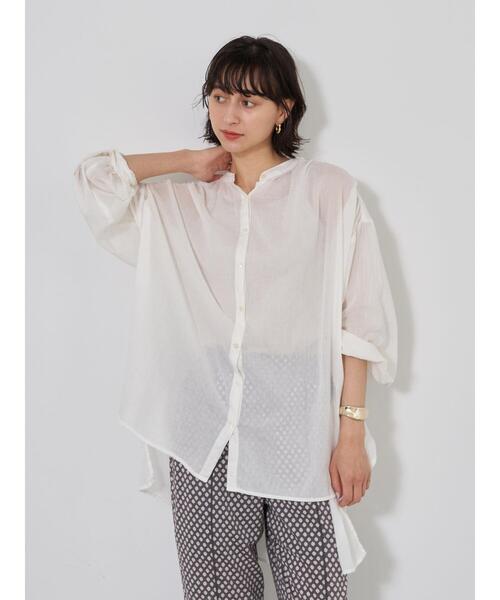 earth music&ecology（アースミュージックアンドエコロジー）の「ボイルギャザーチュニック ＊（Tシャツ/カットソー・レディース・ピンク/ブラック/オフホワイト/ベージュ/イエロー/ミント・FREE）」の18枚目の写真