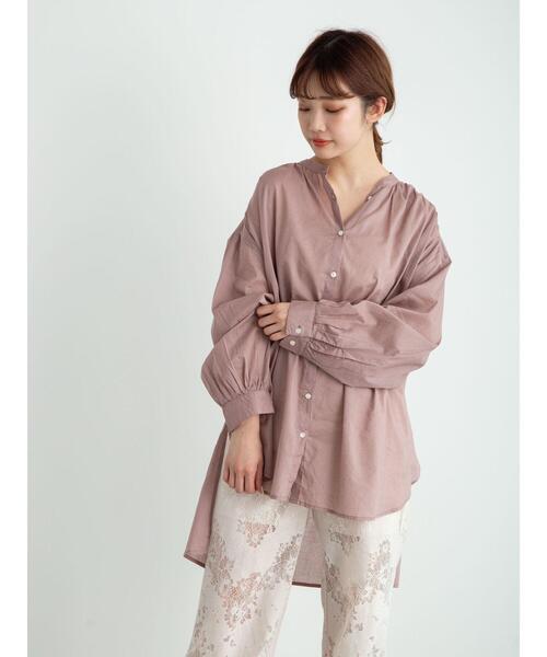 earth music&ecology（アースミュージックアンドエコロジー）の「ボイルギャザーチュニック ＊（Tシャツ/カットソー・レディース・ピンク/ブラック/オフホワイト/ベージュ/イエロー/ミント・FREE）」の20枚目の写真