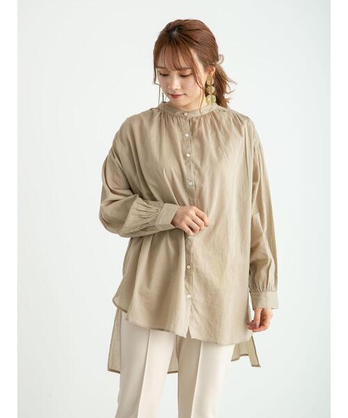 earth music&ecology（アースミュージックアンドエコロジー）の「ボイルギャザーチュニック ＊（Tシャツ/カットソー・レディース・ピンク/ブラック/オフホワイト/ベージュ/イエロー/ミント・FREE）」の21枚目の写真