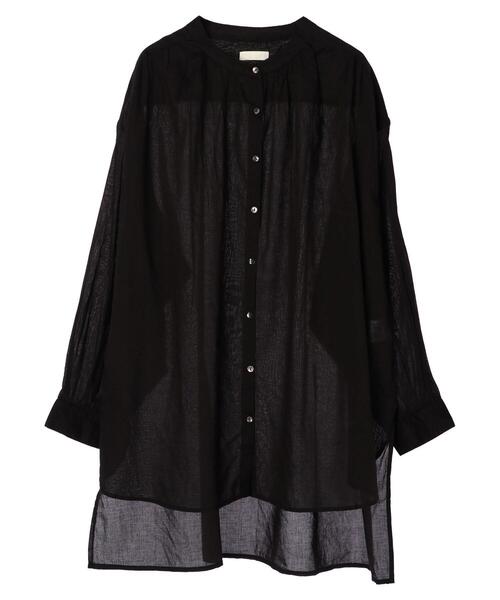 earth music&ecology（アースミュージックアンドエコロジー）の「ボイルギャザーチュニック ＊（Tシャツ/カットソー・レディース・ピンク/ブラック/オフホワイト/ベージュ/イエロー/ミント・FREE）」の7枚目の写真