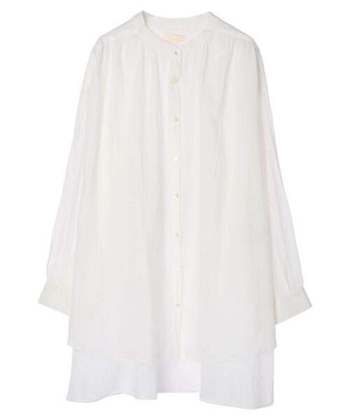 earth music&ecology（アースミュージックアンドエコロジー）の「ボイルギャザーチュニック ＊（Tシャツ/カットソー・レディース・ピンク/ブラック/オフホワイト/ベージュ/イエロー/ミント・FREE）」の12枚目の写真