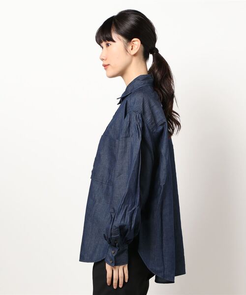 RAG MACHINE（ラグマシーン）の「【RAG MACHINE】クォータースリーブシャツ（シャツ/ブラウス・レディース・ダークインディゴブルー/ネイビー・L/M）」の3枚目の写真