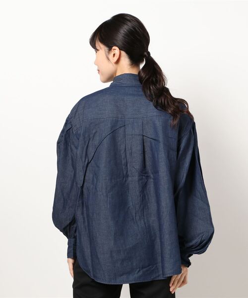 RAG MACHINE（ラグマシーン）の「【RAG MACHINE】クォータースリーブシャツ（シャツ/ブラウス・レディース・ダークインディゴブルー/ネイビー・L/M）」の4枚目の写真