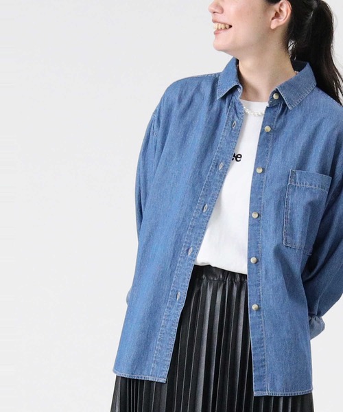 RAG MACHINE（ラグマシーン）の「【RAG MACHINE】クォータースリーブシャツ（シャツ/ブラウス・レディース・ダークインディゴブルー/ネイビー・L/M）」の5枚目の写真